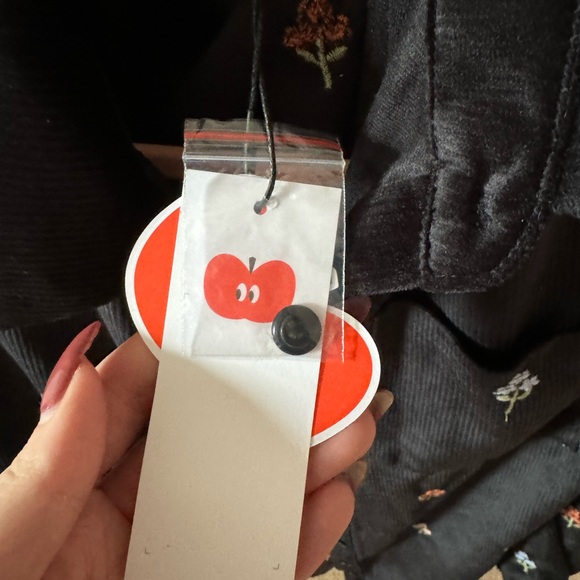 Cider Black Velvet Shirt Dress with Floral Embroidery Size S - Picture 5 of 7